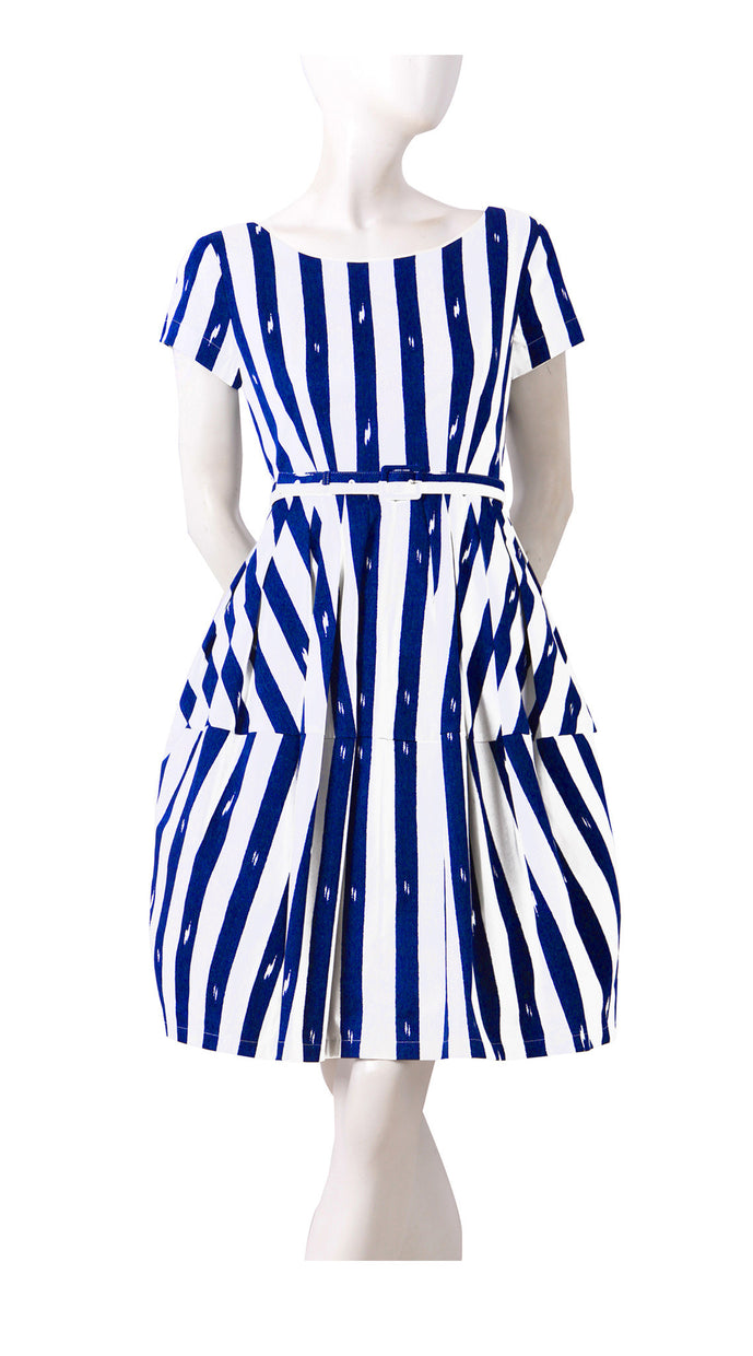 Rachel Dress Boat Neck Short Sleeve Regular Cotton Stretch (Amalfi Stripe)