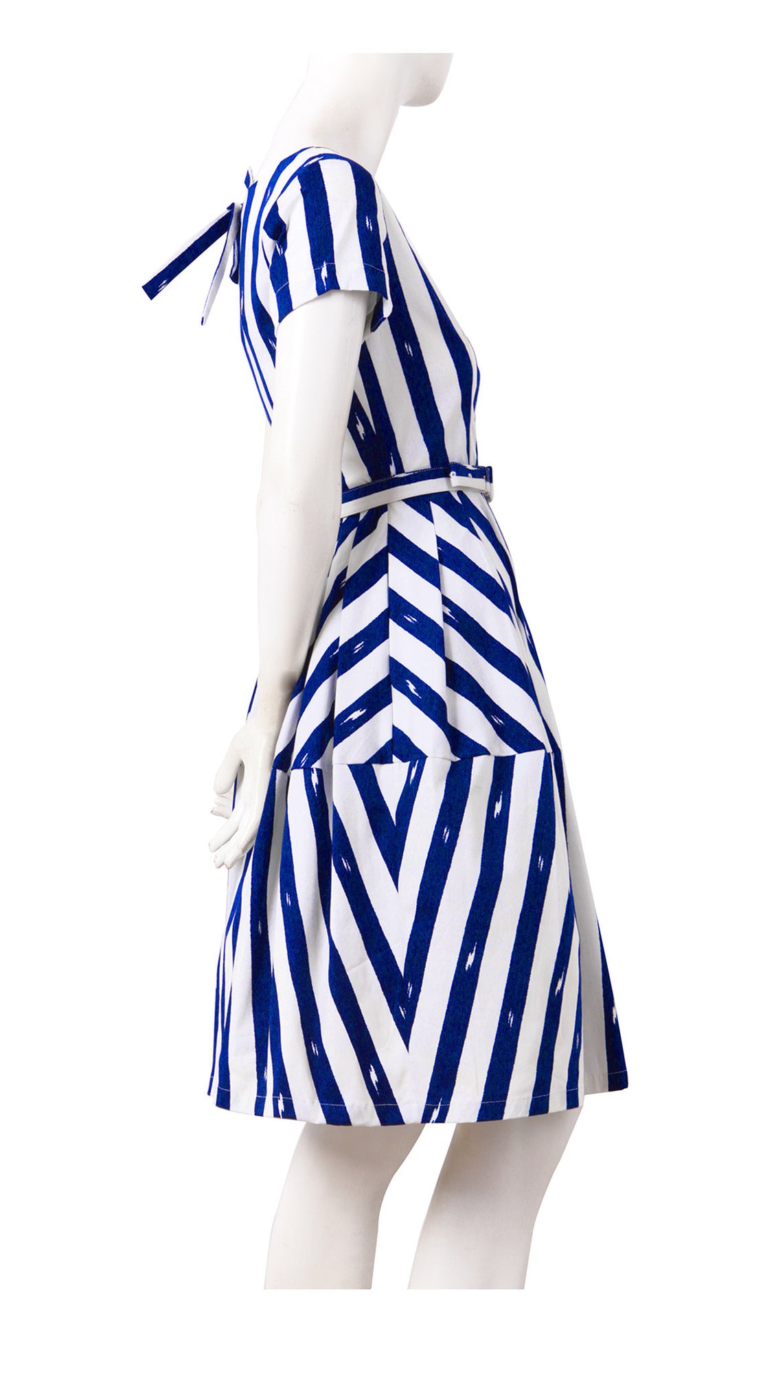Short Sleeve | Amqalfi Stripe | White Indigo | Right | Dress By Samantha Sung