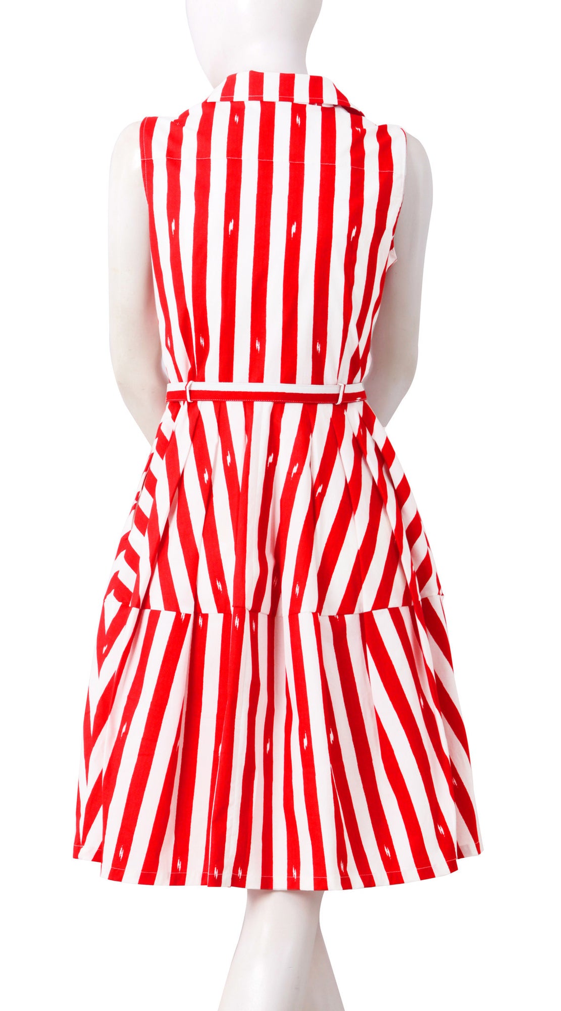 Sleeveless | Amalfi Stripe | White Red | Back | Shirt Dress By Samantha Sung