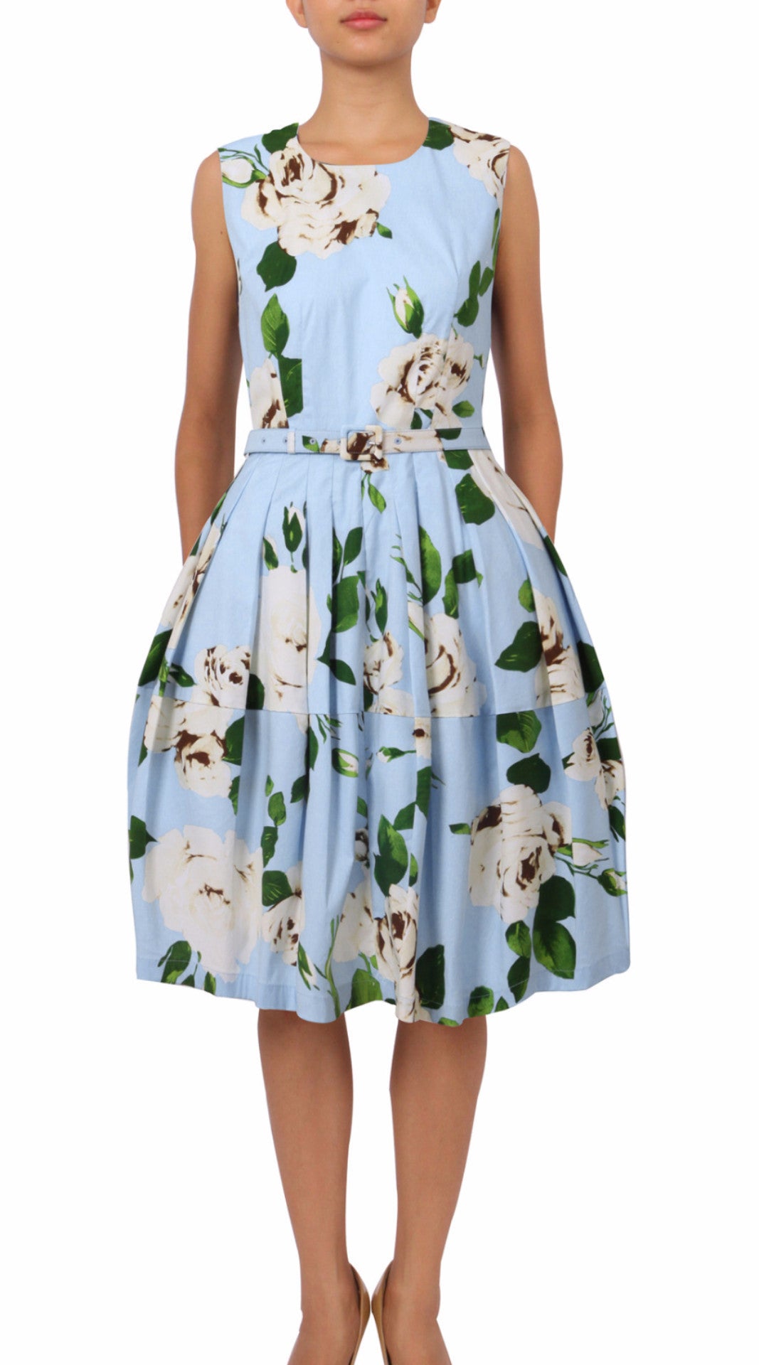 Sleeveless | Amber Queen | Soft Sky Blue Ivory | Front | Dress By Samantha Sung