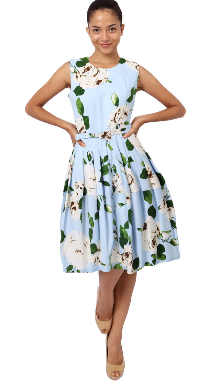 Sleeveless | Amber Queen | Soft Sky Blue Ivory | Front-1 | Dress By Samantha Sung