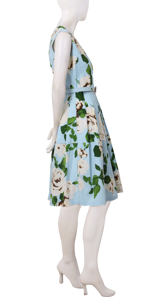 Sleeveless | Amber Queen | Soft Sky Blue Ivory | Right | Dress By Samantha Sung
