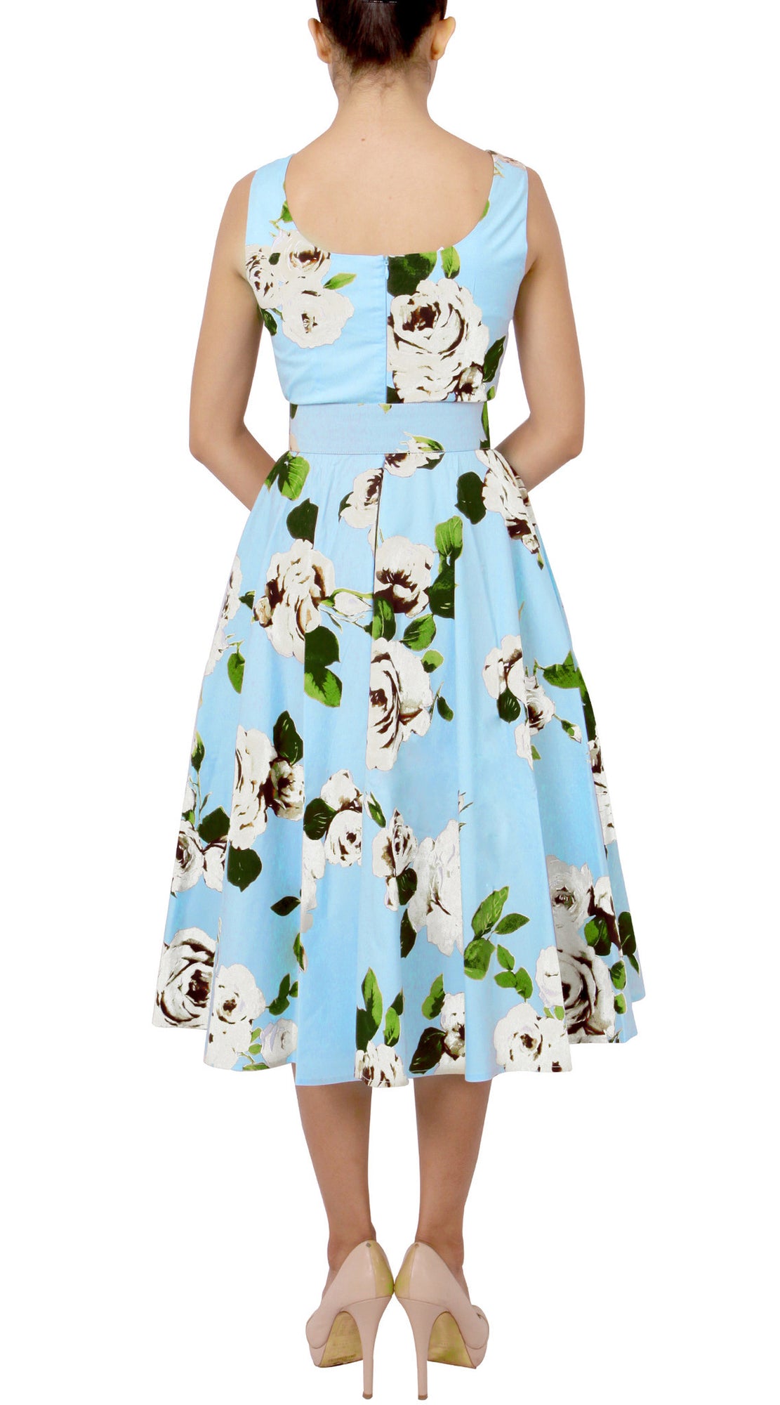 Sleeveless | Amber Queen | Soft Baby Blue Ivory | Back | Dress By Samantha Sung