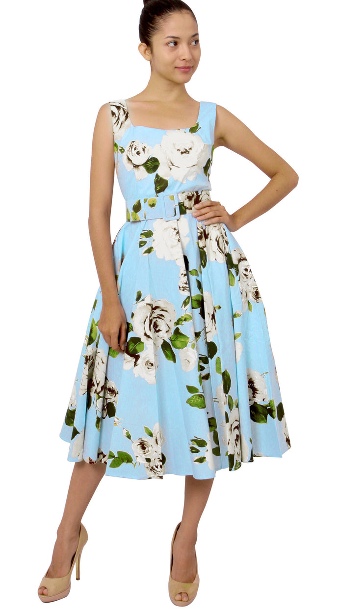 Sleeveless | Amber Queen | Soft Baby Blue Ivory | Front-1 | Dress By Samantha Sung