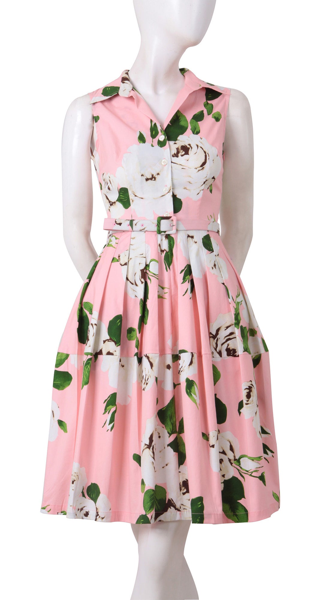 Sleeveless | Amber Queen | Soft Rose Ivory | Front | Shirt Dress By Samantha Sung