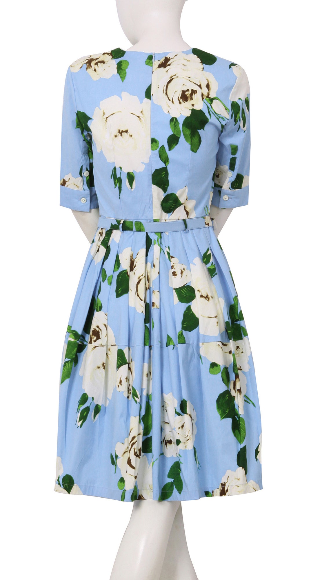 1/2 Sleeve | Amber Queen | Soft Sky Blue Ivory | Back | Dress By Samantha Sung