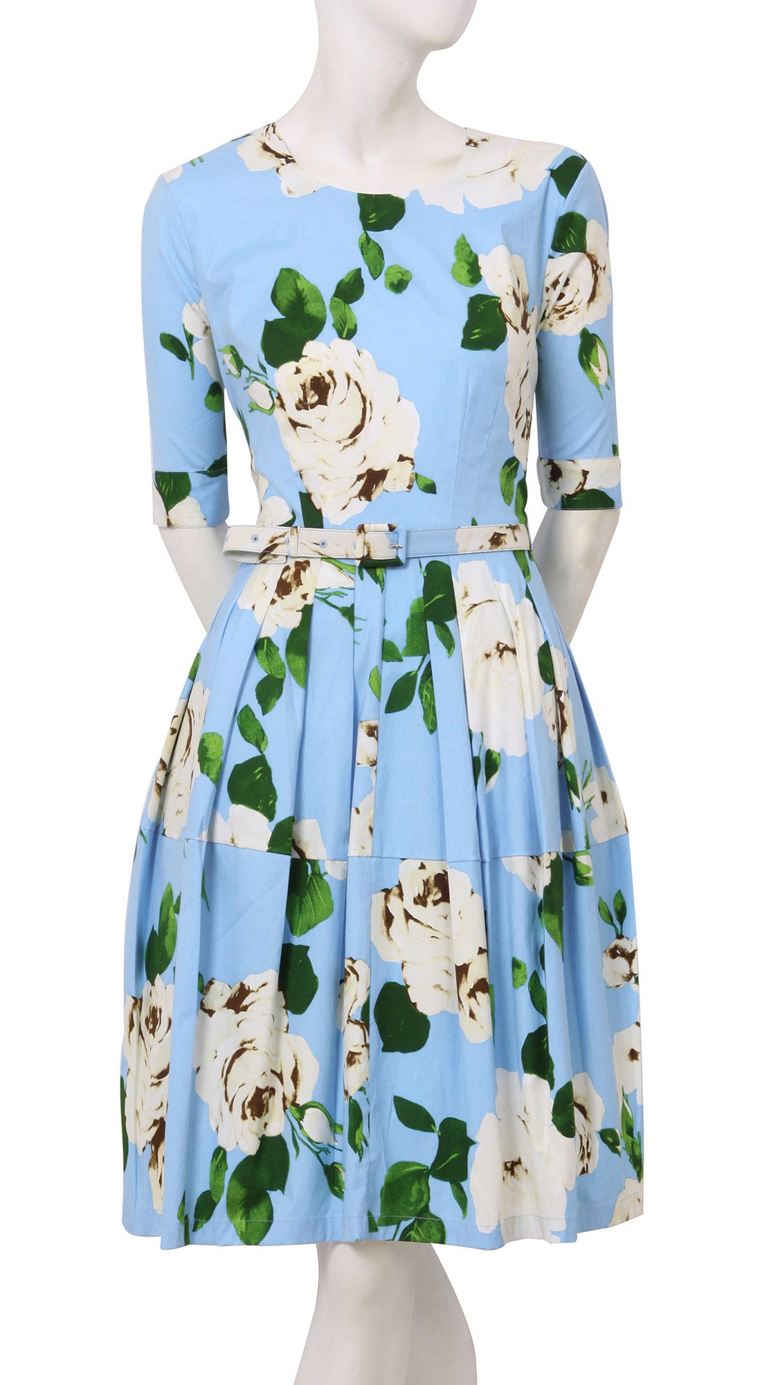 1/2 Sleeve | Amber Queen | Soft Sky Blue Ivory | Front | Dress By Samantha Sung