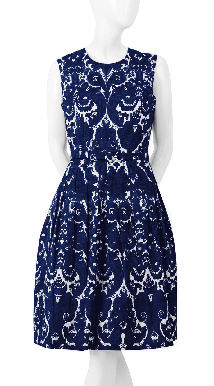 Sleeveless | Antoinette Bright | White Midnight Blue | Front | Dress By Samantha Sung