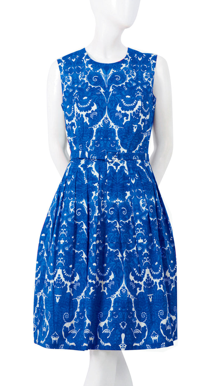 Sleeveless | Antoinette Bright | White Ocean Blue | Front | Dress By Samantha Sung