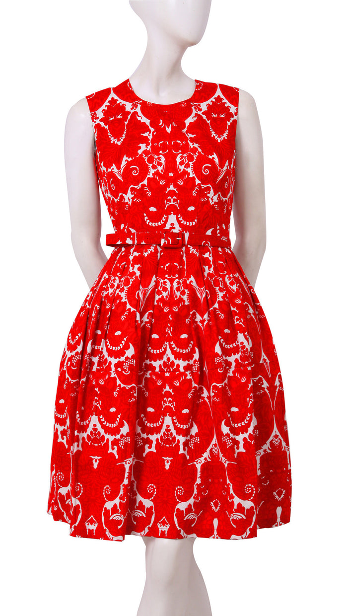 Sleeveless | Antoinette Bright | White Indian Red | Front | Dress By Samantha Sung
