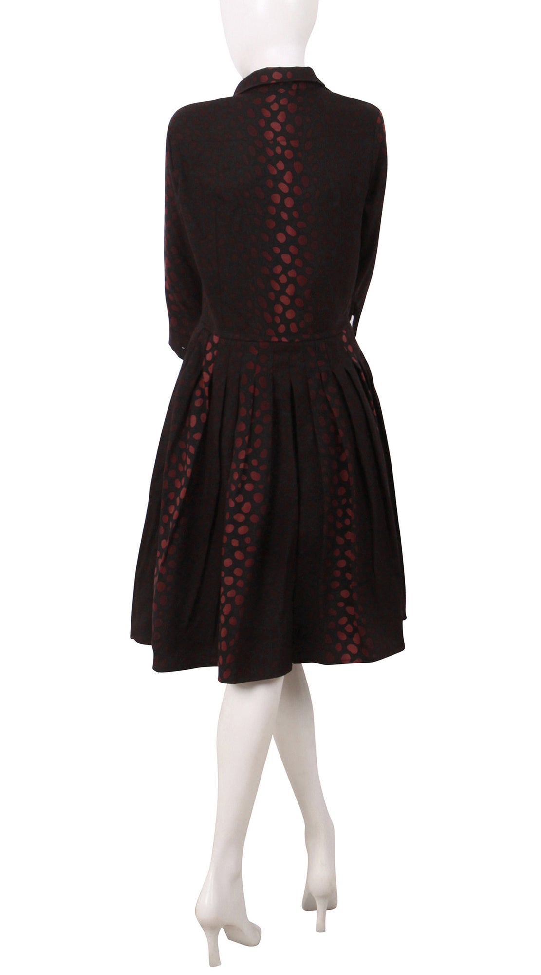 3/4 Sleeve | Black Jaguar Black | Dark Black Burgundy | Back | Shirt Dress By Samantha Sung