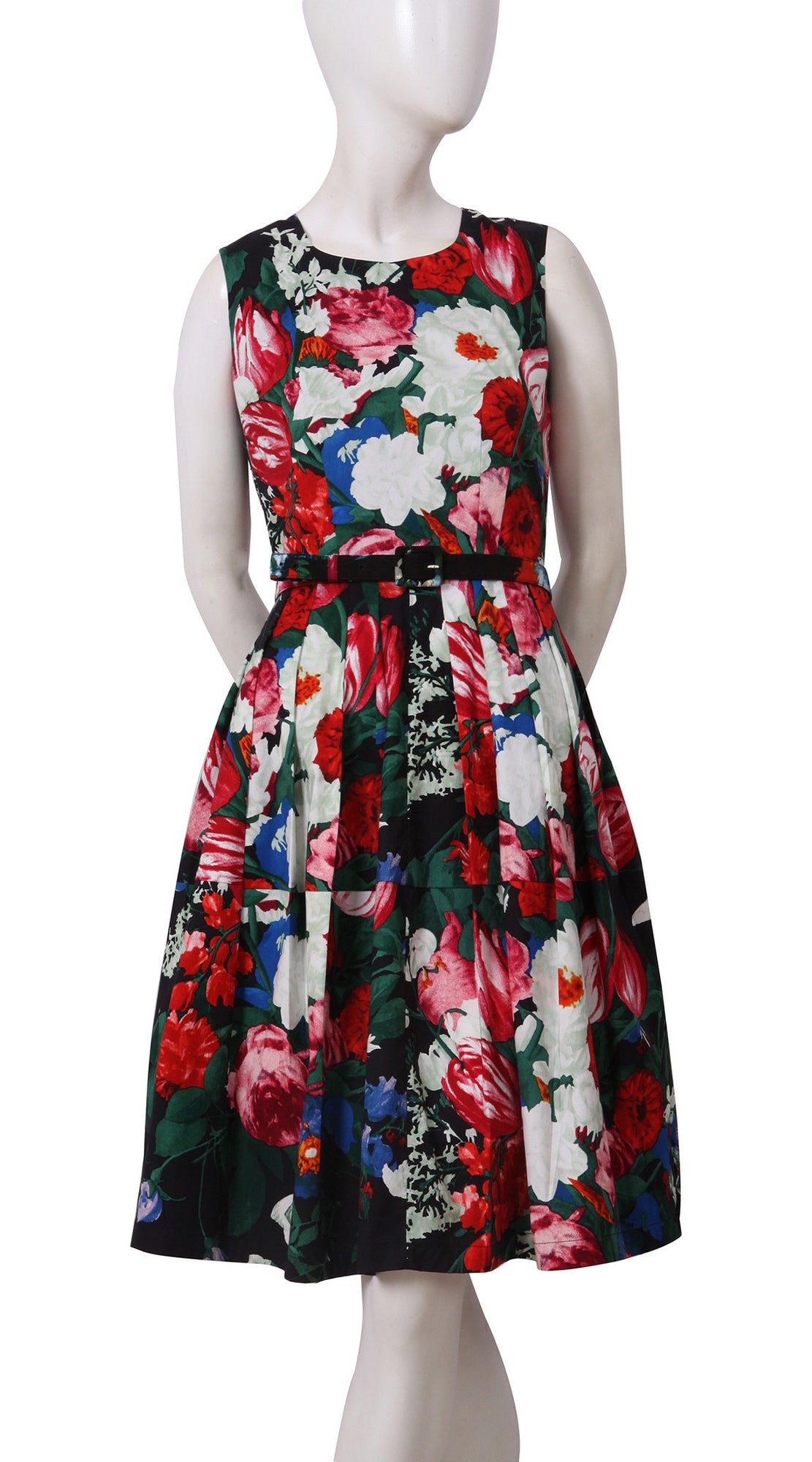 Rachel Dress Crew Neck Sleeveless Regular Cotton Stretch Bollongier Tulip