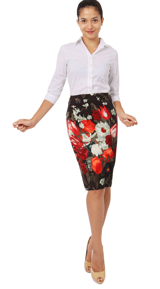 Regular | Bollongier Tulip Dark | Dark Sepia Scarlet Red | Style | Skirt By Samantha Sung