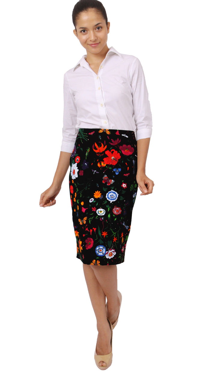 Regular | Botanical Garden | Black Indian Red | Front-1 | Skirt By Samantha Sung
