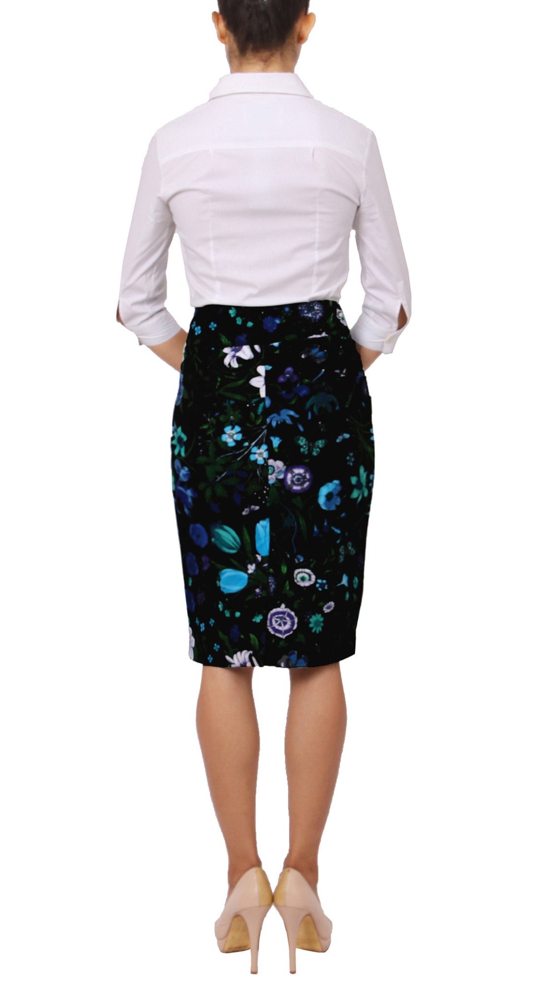 Regular | Botanical Garden | Black Sea Blue | Back | Skirt By Samantha Sung