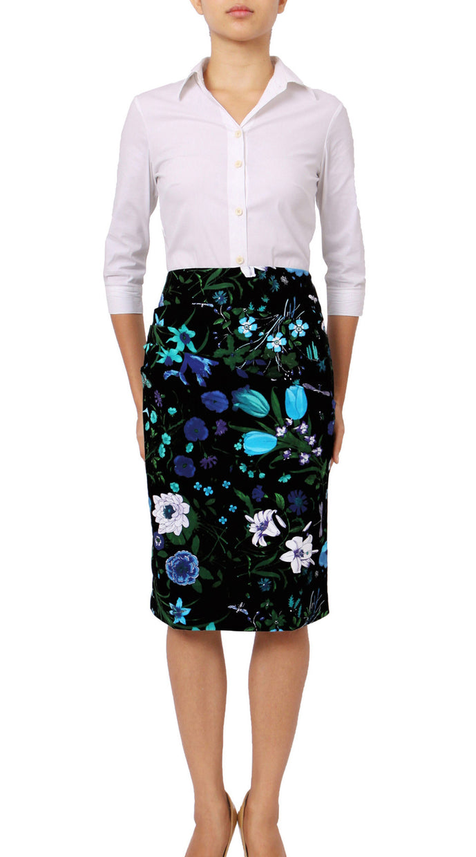 Regular | Botanical Garden | Black Sea Blue | Front | Skirt By Samantha Sung
