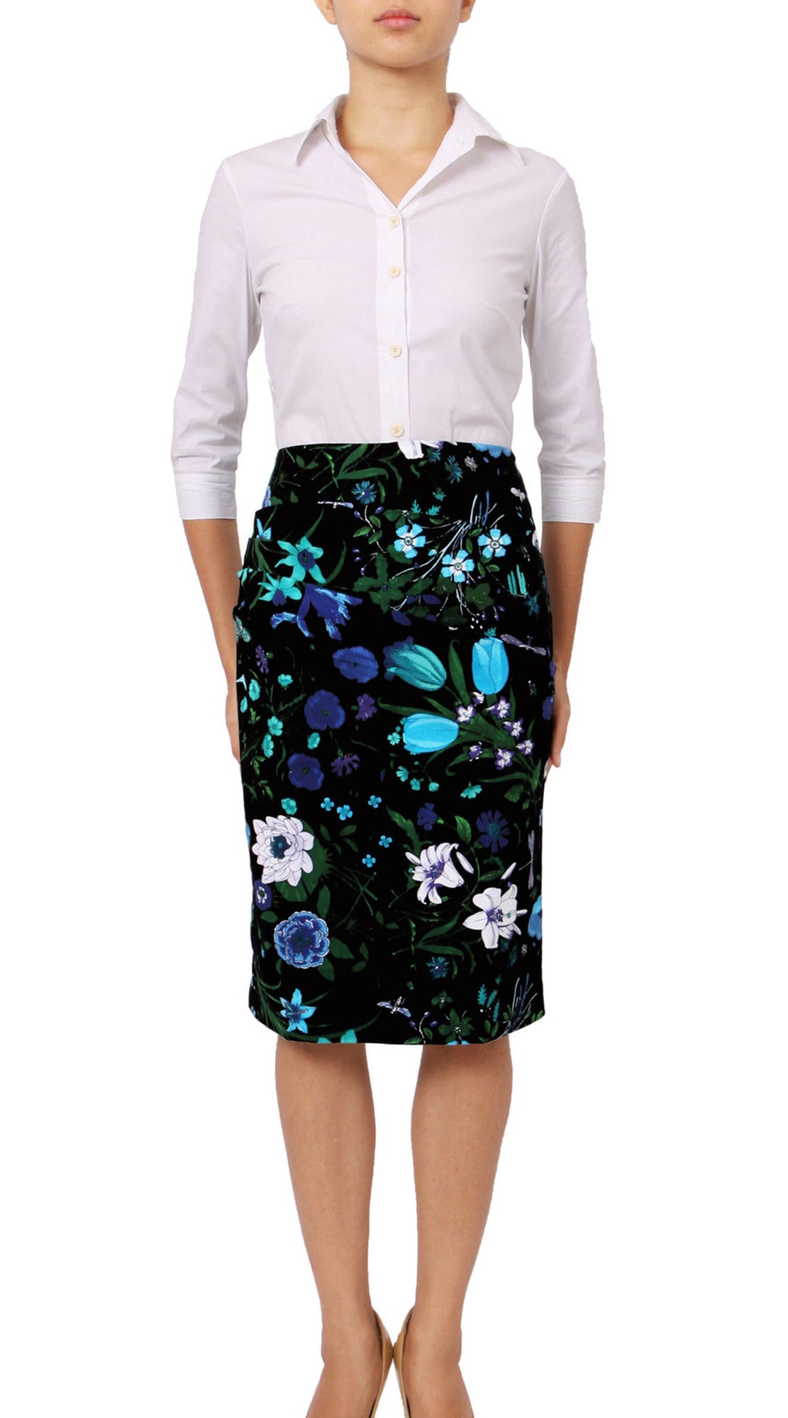 Regular | Botanical Garden | Black Sea Blue | Front | Skirt By Samantha Sung