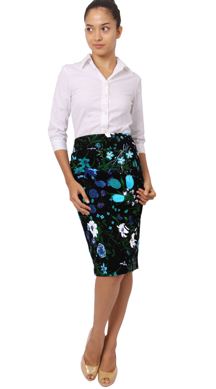 Regular | Botanical Garden | Black Sea Blue-1 | Front | Skirt By Samantha Sung