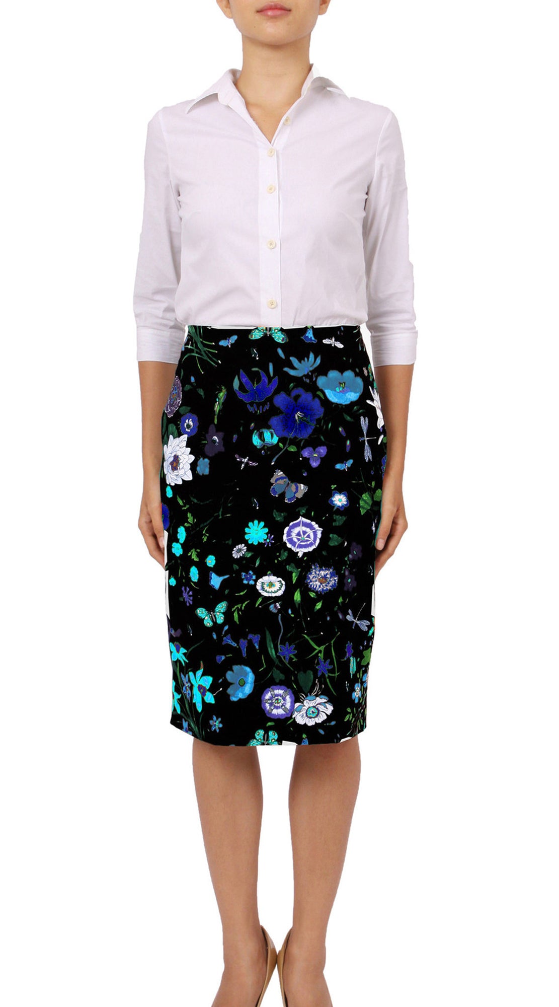 Regular | Botanical Garden | Black Sea Blue | Front | Skirt By Samantha Sung