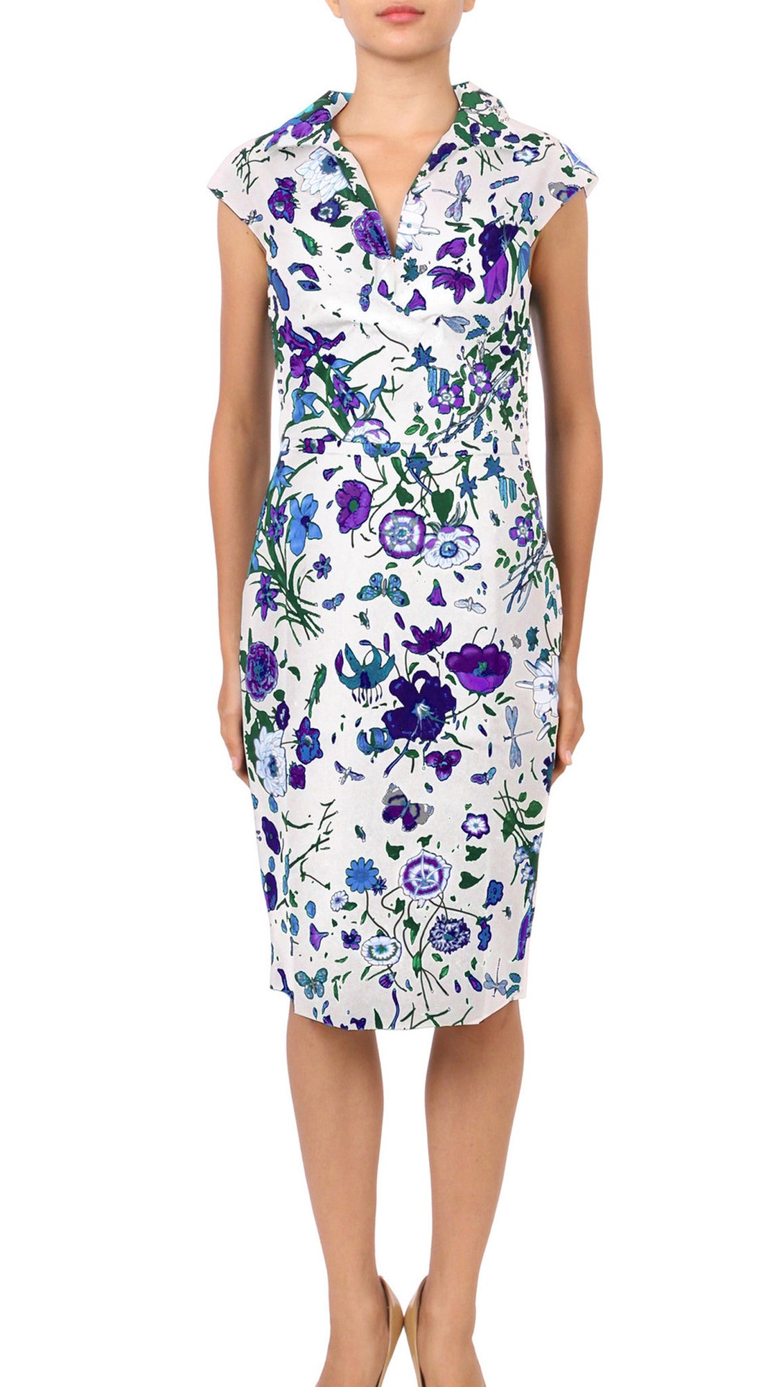 Cap Sleeve | Botanical Garden | White Lilac | Front | Dress By Samantha Sung