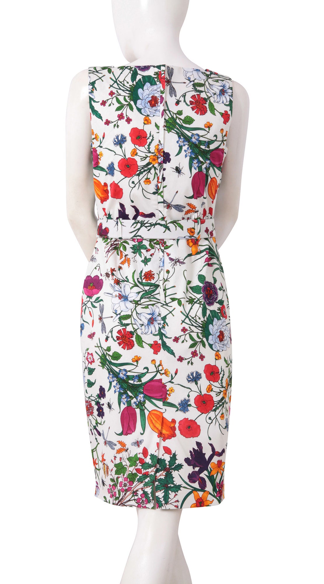 Sleeveless | Botanical Garden | White Indian Red | Back | Dress By Samantha Sung
