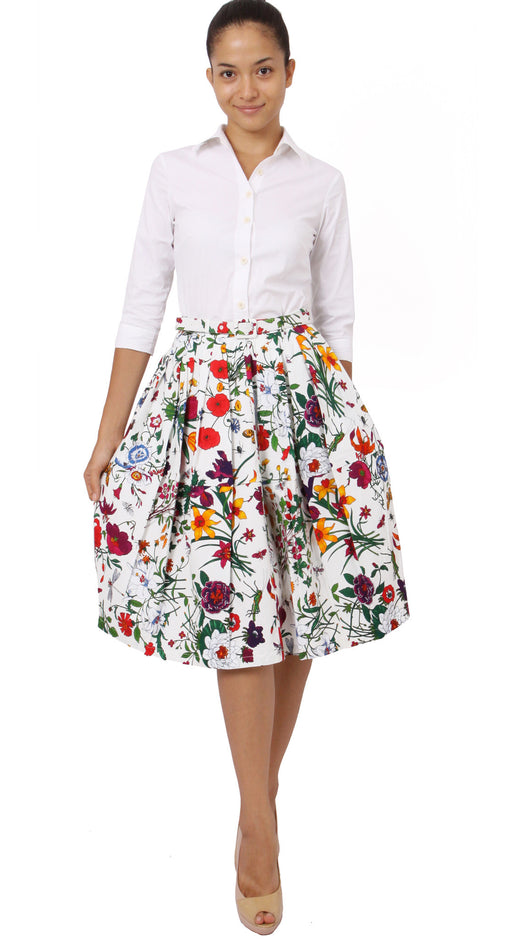 Regular | Botanical Garden | White Indian Red | Front-1 | Skirt By Samantha Sung