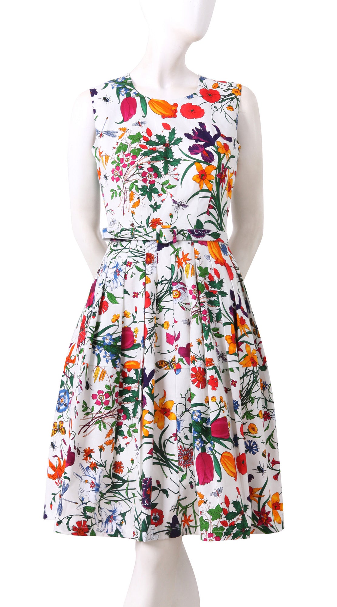 Sleeveless | Botanical Garden | White Indian Red | Back | Dress By Samantha Sung