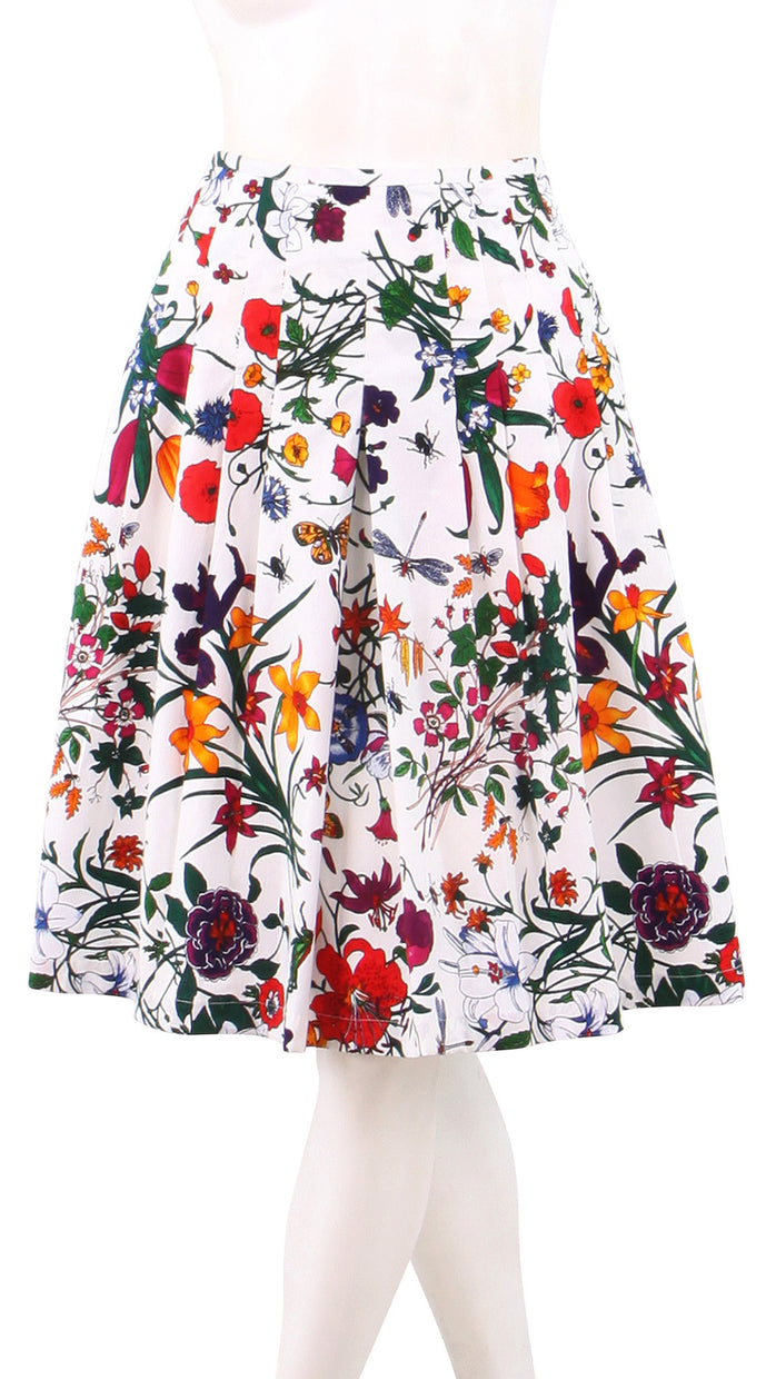 Regular | Botanical Garden | White Indian Red | Front | Skirt By Samantha Sung