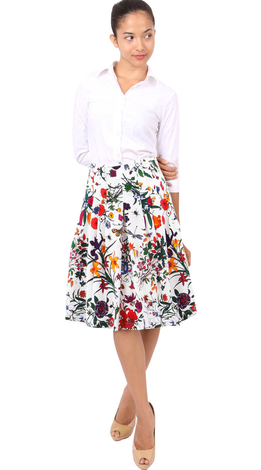 Regular | Botanical Garden | White Indian Red | Front | Skirt By Samantha Sung