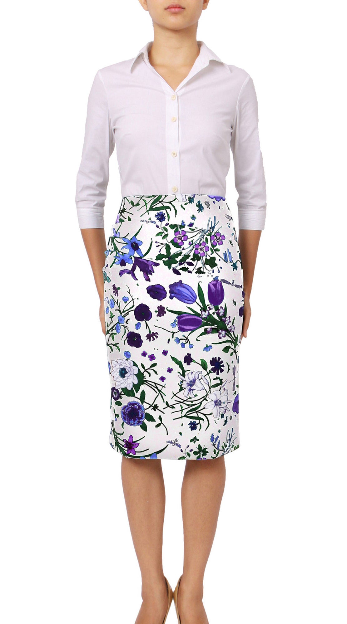 Regular | Botanical Garden | White  Lilac | Front | Skirt By Samantha Sung