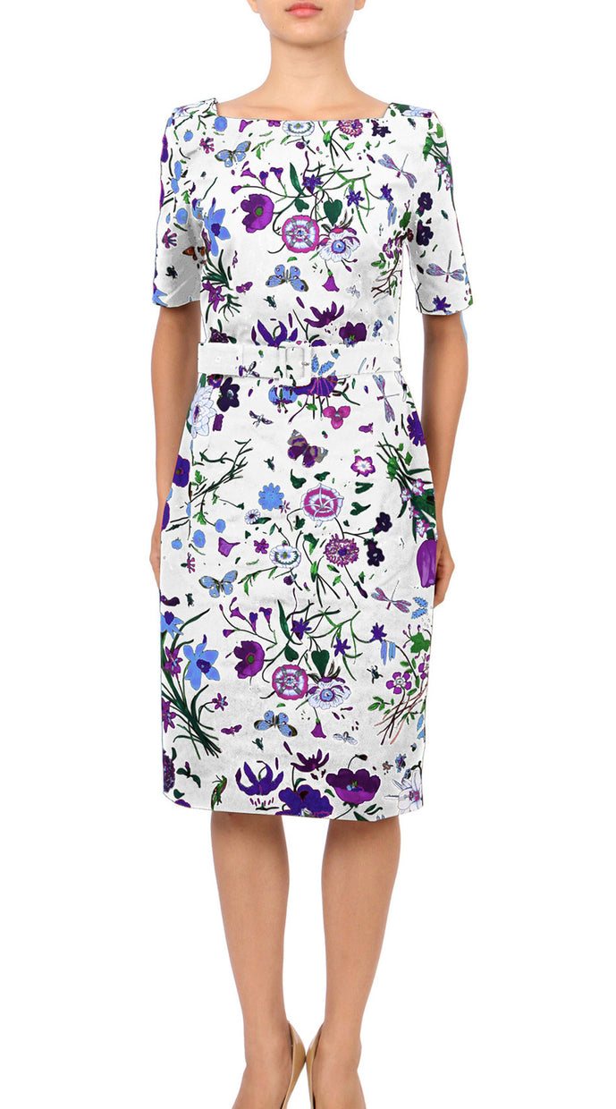 1/2 Sleeve | Botanical Garden | White Lilac | Front | Dress By Samantha Sung