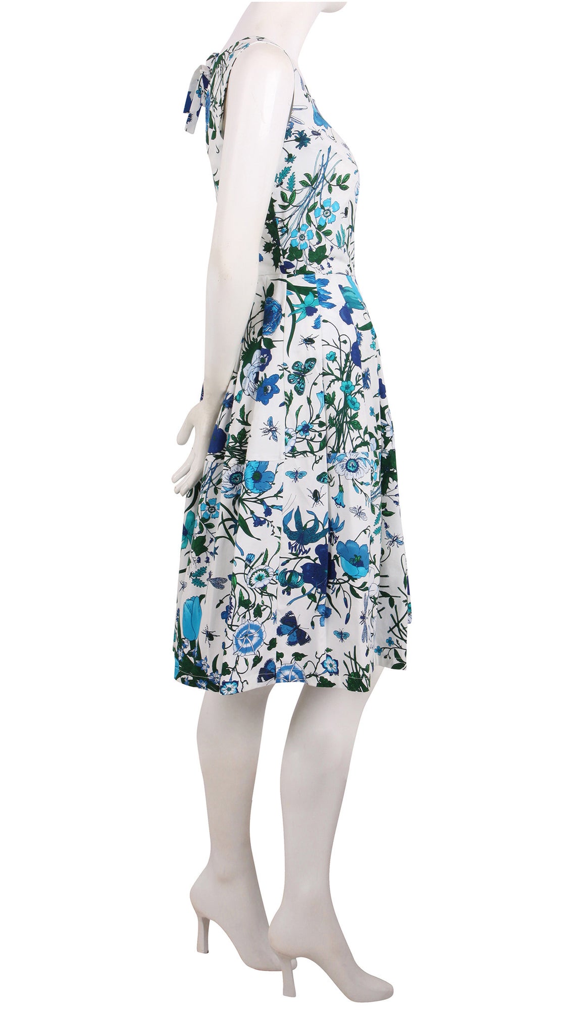 Sleeveless | Botanical Garden | White Sea Blue | Right | Dress By Samantha Sung