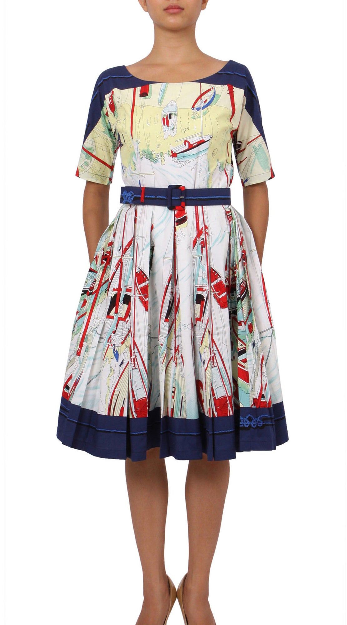 1/2 Sleeve | Canne | Indigo Red | Front | Dress By Samantha Sung