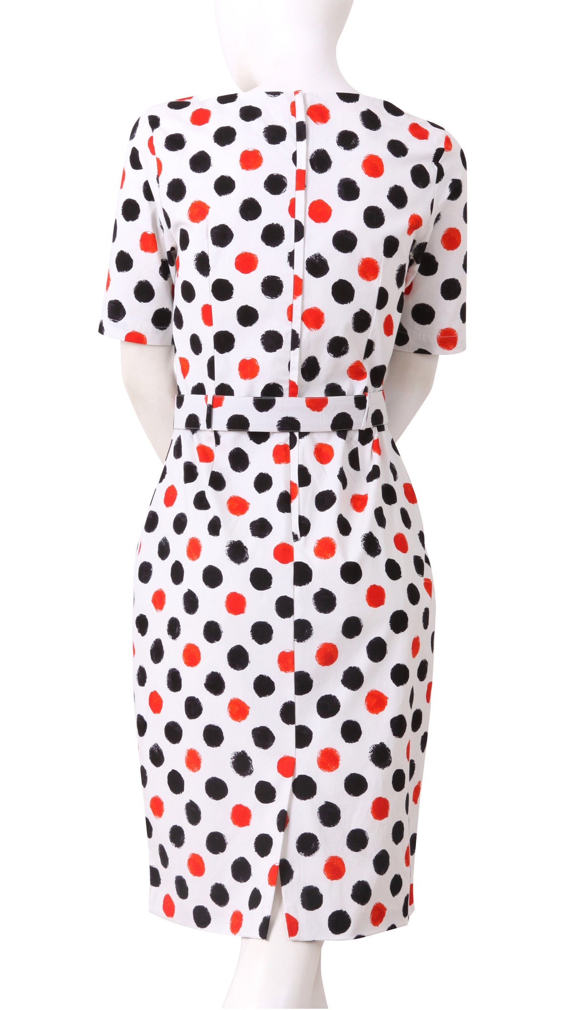 1/2 Sleeve | Capri Dots | White Black Indian Red | Back | Dress By Samantha Sung