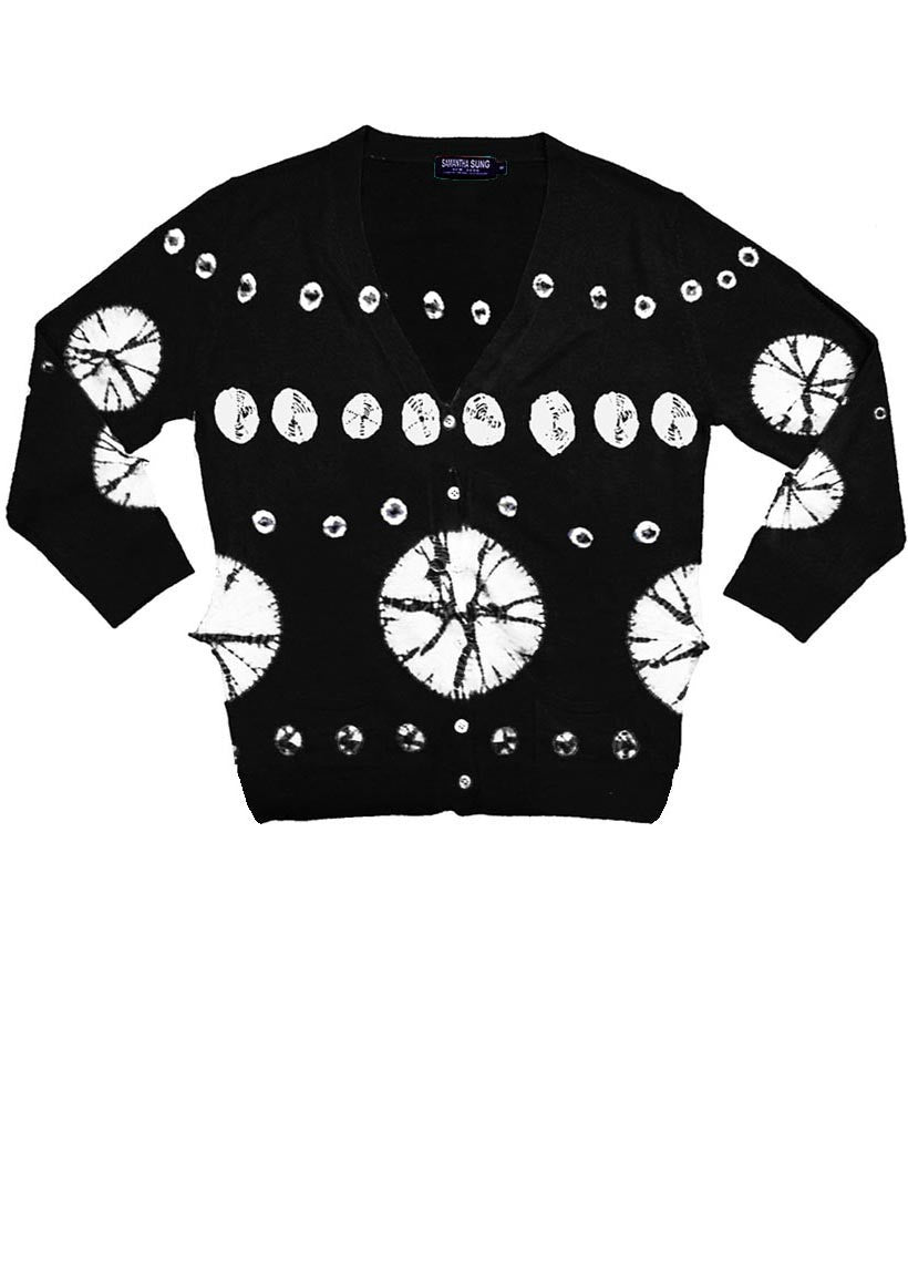 Short | Circle Shibori | Black | Front-1 | Cardigan by Samantha Sung