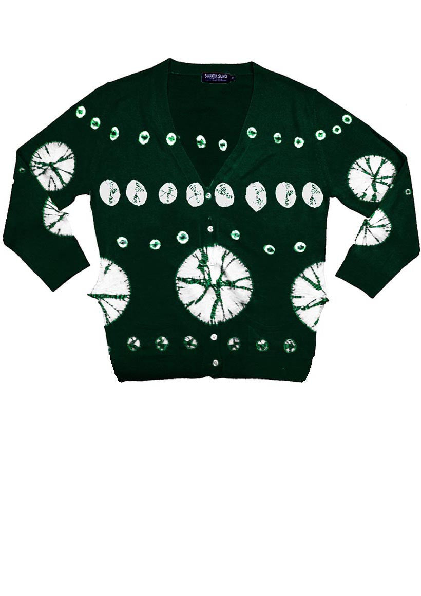 Short | Circle Shibori | Jade | Front-1 | Cardigan by Samantha Sung