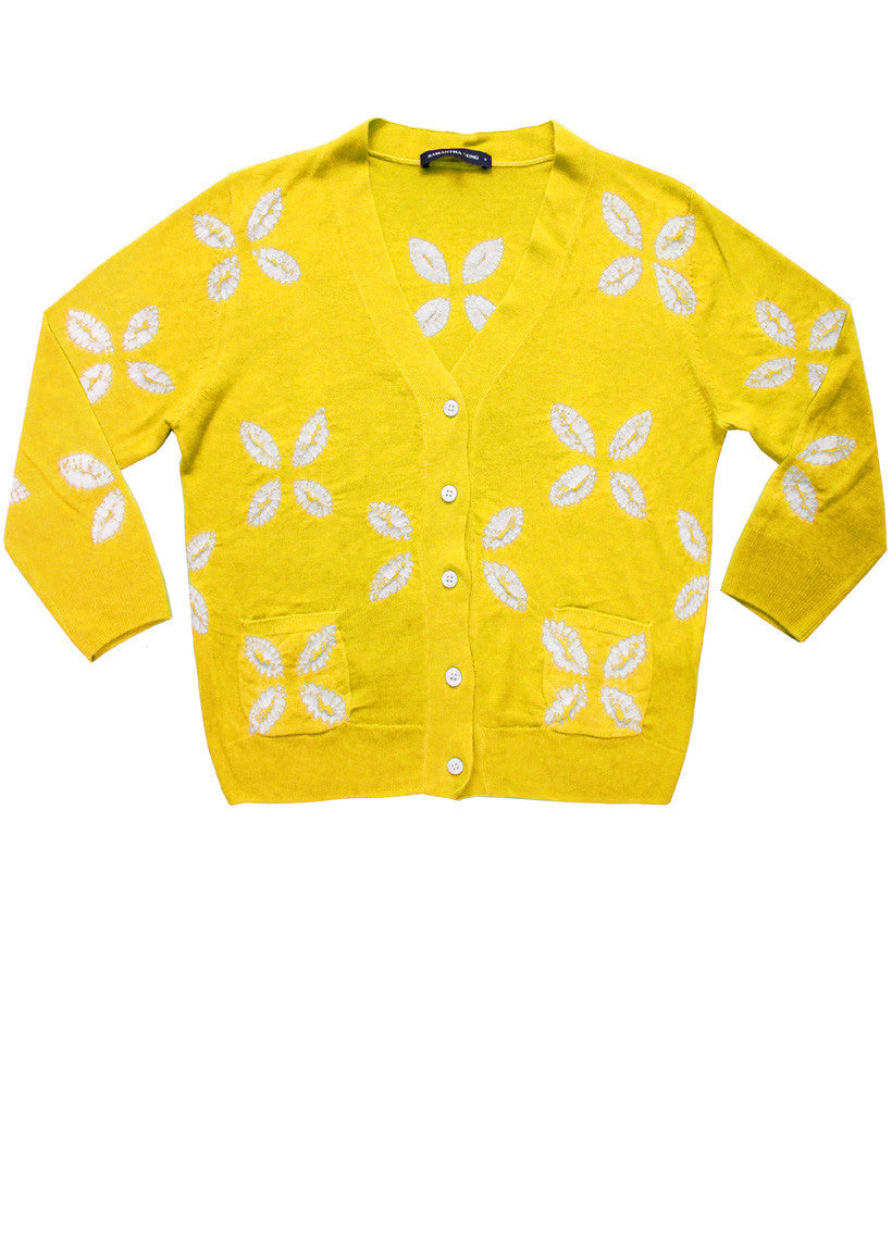 Short | Cross Lips | Chrome Yellow | Front-1 | Cardigan by Samantha Sung