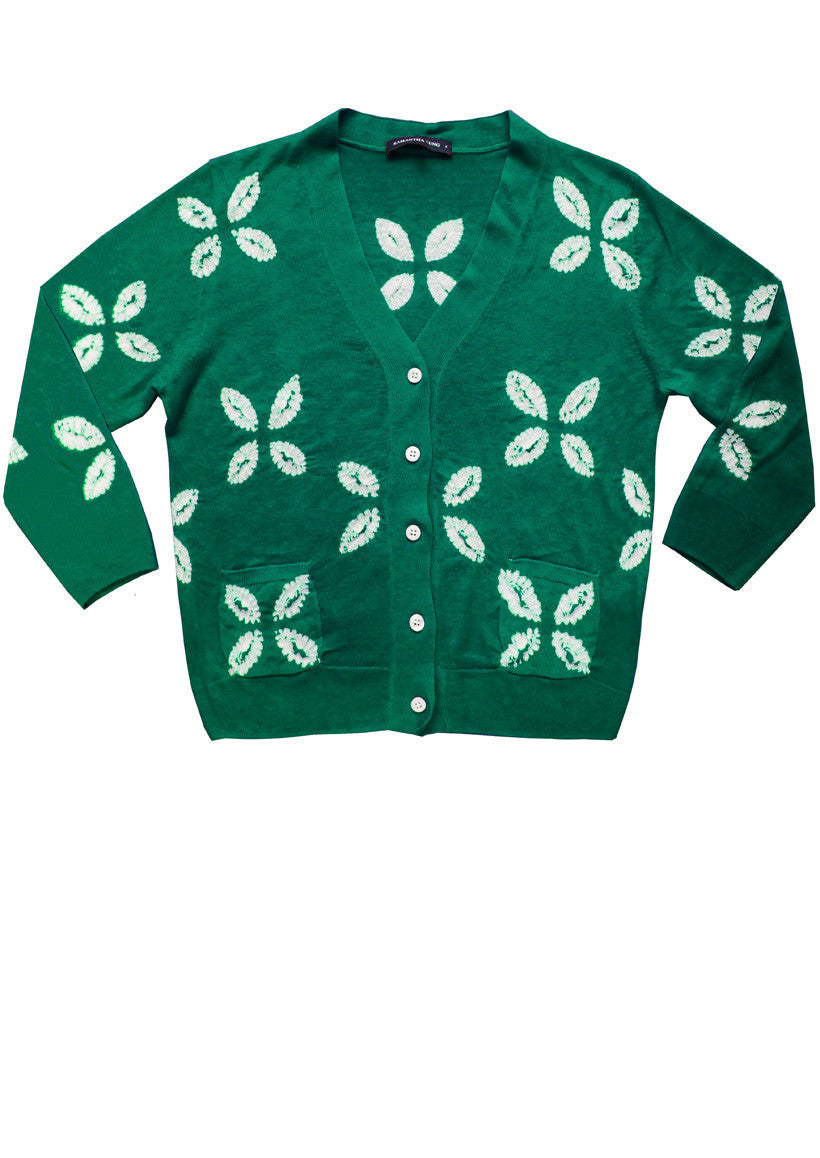 Short | Cross Lips | Ivy Green | Front-1 | Cardigan by Samantha Sung