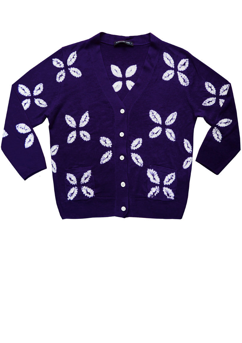 Short | Cross Lips | Eggplant | Front-1 | Cardigan by Samantha Sung