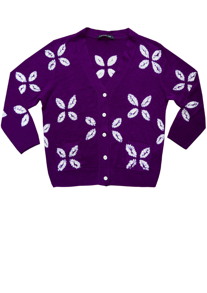 Short | Cross Lips | Orchid | Front-1 | Cardigan by Samantha Sung