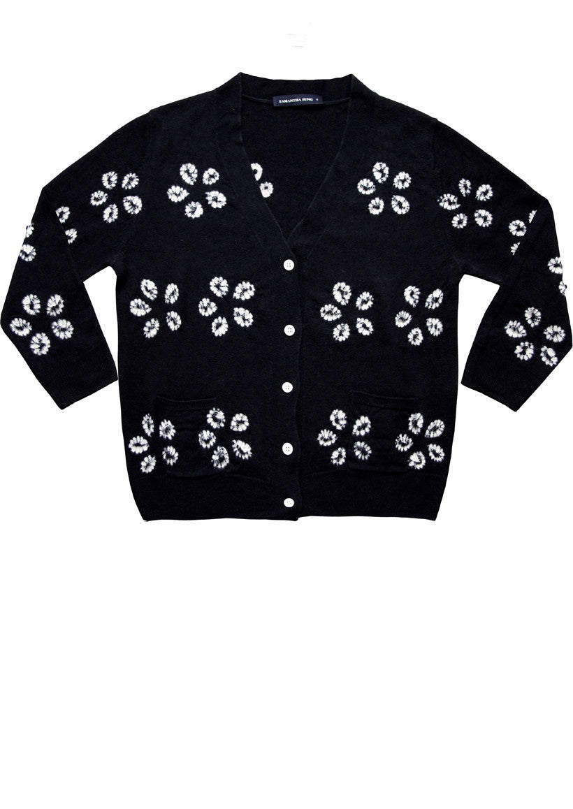 Short | Daisy Shibori | Black | Front-1 | Cardigan by Samantha Sung