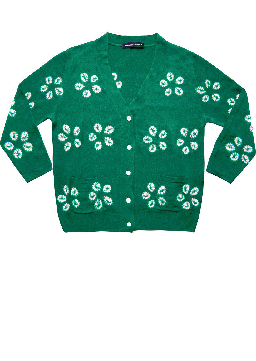 Short | Daisy Shibori | Ivy Green | Front-1 | Cardigan by Samantha Sung
