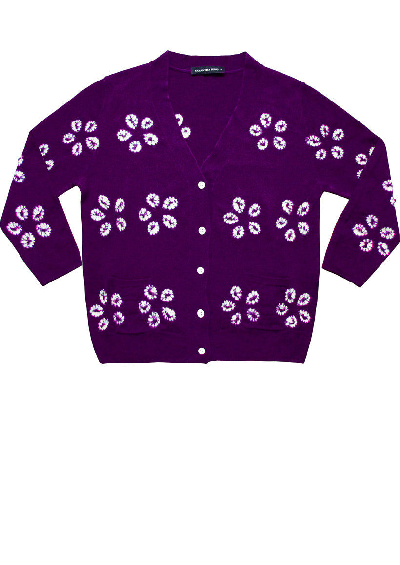 Short | Daisy Shibori | Orchid | Front-1 | Cardigan by Samantha Sung