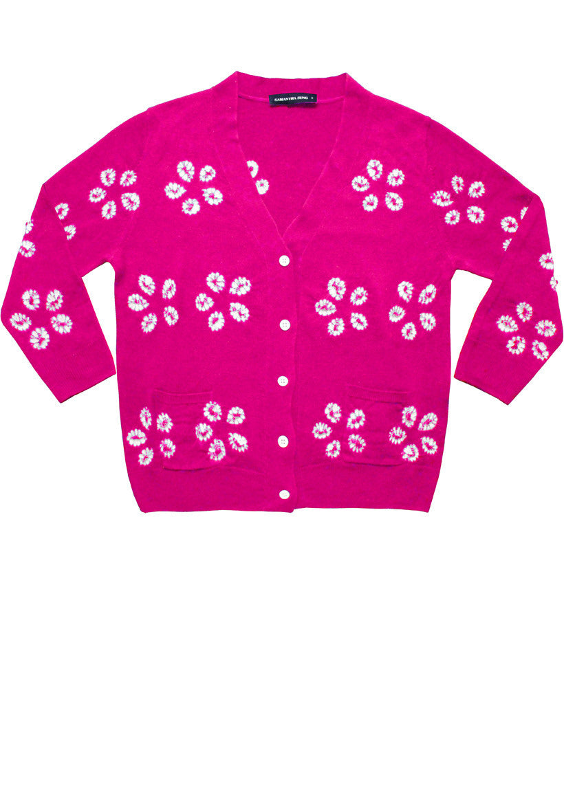 Short | Daisy Shibori | Pink | Front-1 | Cardigan by Samantha Sung