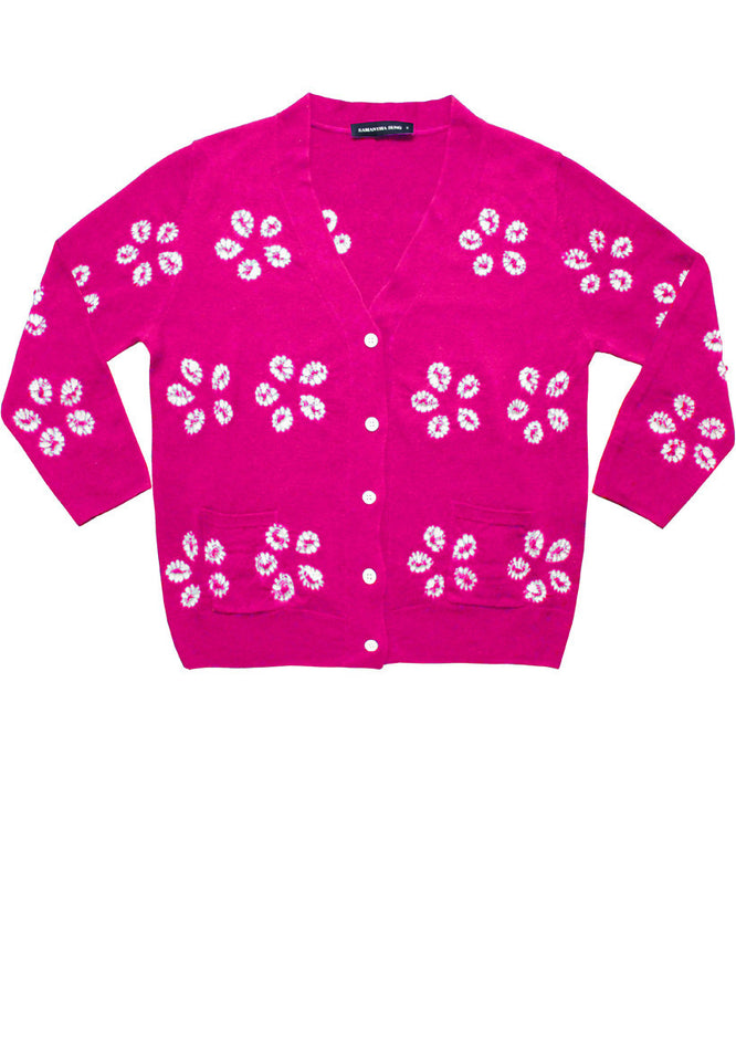 Short | Daisy Shibori | Pink | Front-1 | Cardigan by Samantha Sung