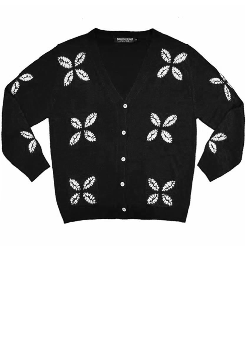 Short | Four Leaves Shibori | Black | Front-1 | Cardigan by Samantha Sung