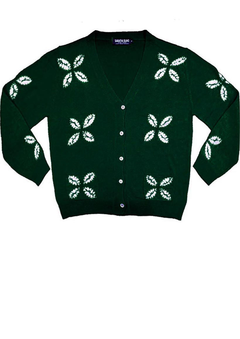Short | Four Leaves Shibori | Jade | Front-1 | Cardigan by Samantha Sung