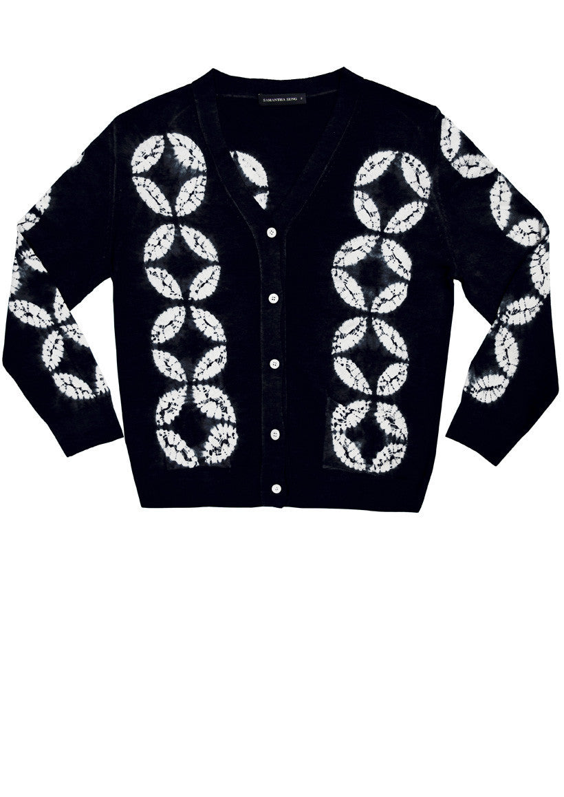 Short | Half Moon Shibori | Black | Front-1 | Cardigan by Samantha Sung
