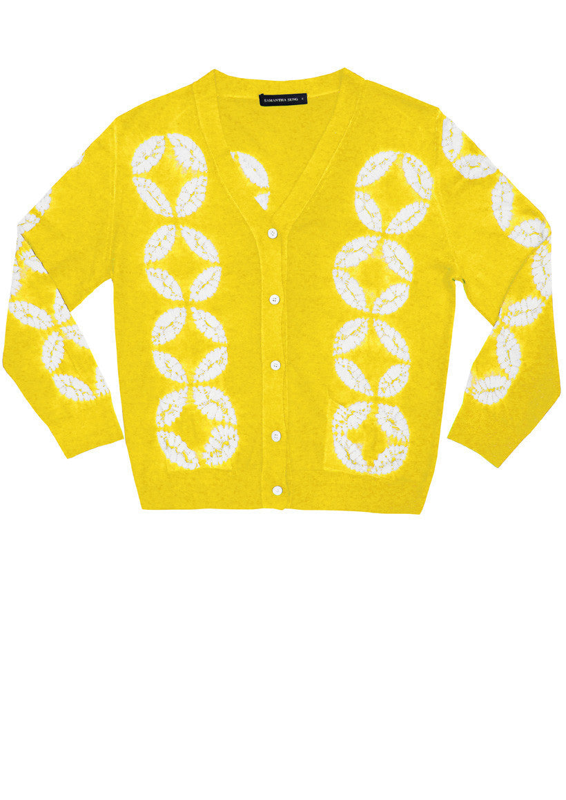 Short | Half Moon Shibori | Chrome yellow | Front-1 | Cardigan by Samantha Sung