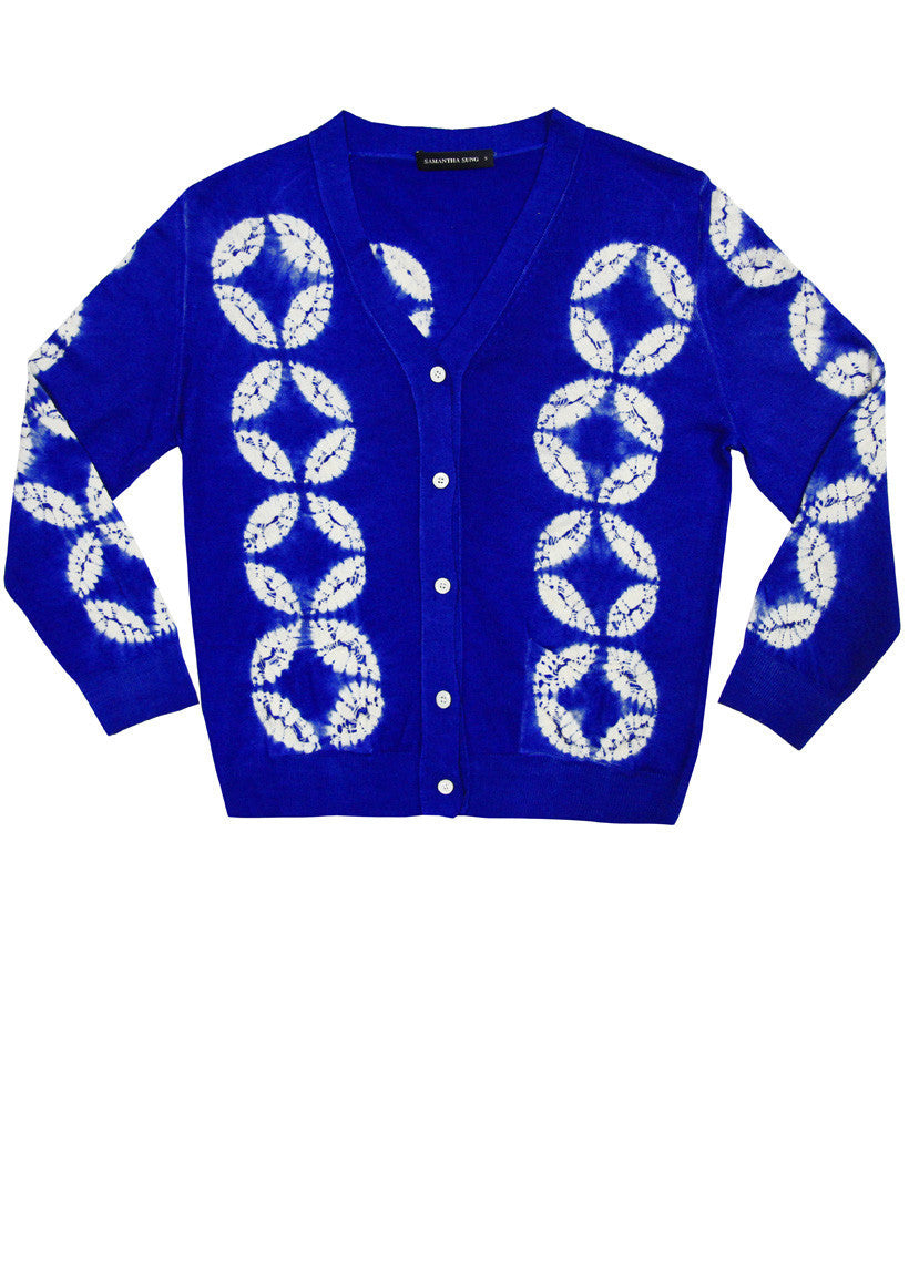 Short | Half Moon Shibori | Cobalt Blue | Front-1 | Cardigan by Samantha Sung